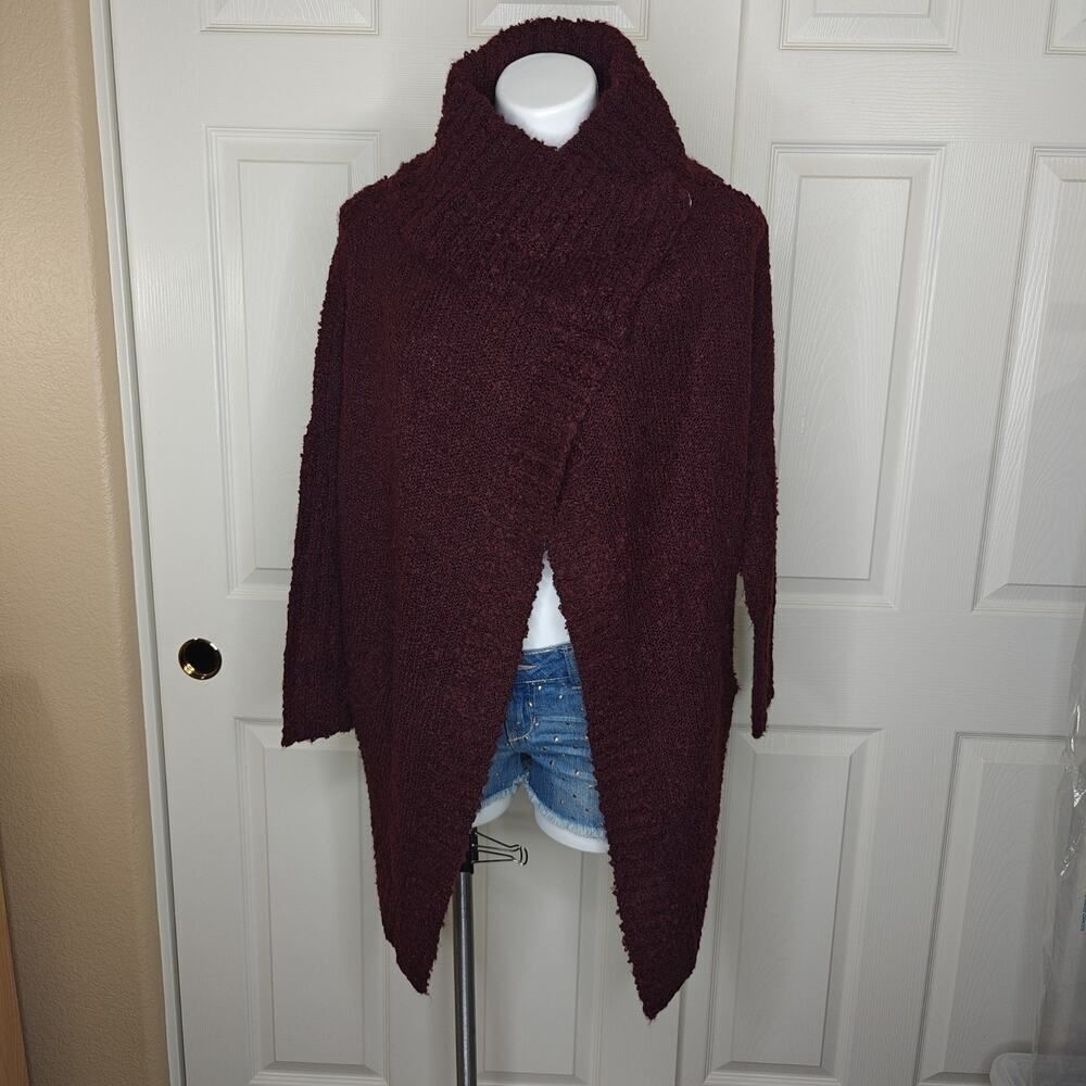 RDI maroon oversized snap button open front cardigan sz XS